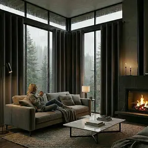 2026 Summer New Black Blackout Curtains, Waterproof & Heat Insulated, Minimalist Casual Style, Versatile for Living Rooms and Bedrooms