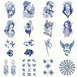 Waterproof Herbal Tattoo Sticker, 16pcs/set Arm Back Body Art Temporary Tattoo, Plant Dyeing Non-reflective Semi-permanent Tattoo, Waterproof Temporary Tattoos, Party Essential