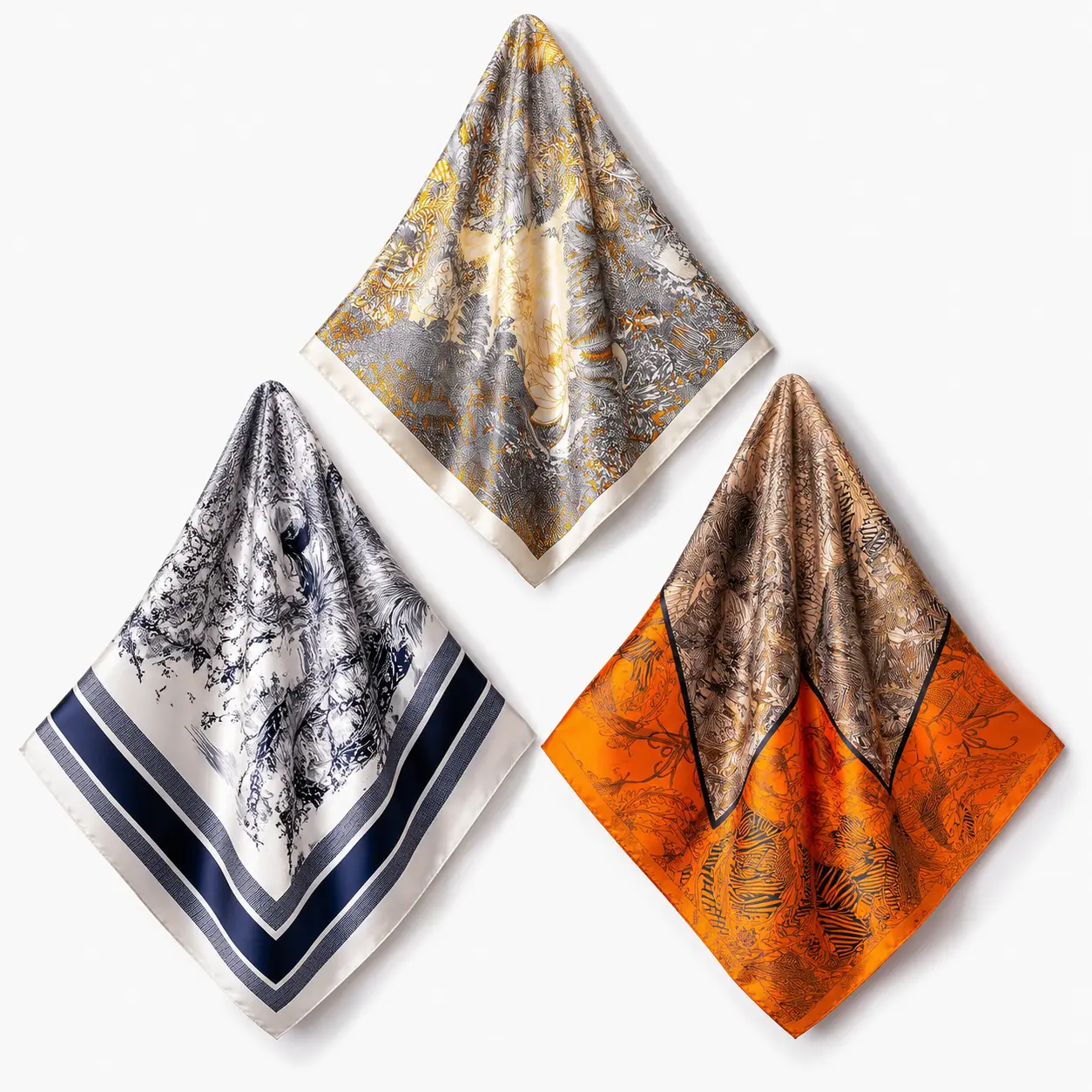 Women’s Head Scarf, 35-Inch Large Square Scarf, All-Over Printed Faux Satin Silk Hair Wrap, Perfect for Dinners, Ceremonies, and Birthday Gifts for Women.
