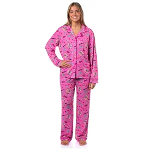 Mean Girls Women's Tossed Sleep Collared Button Down Long-Sleeve Pajama Set