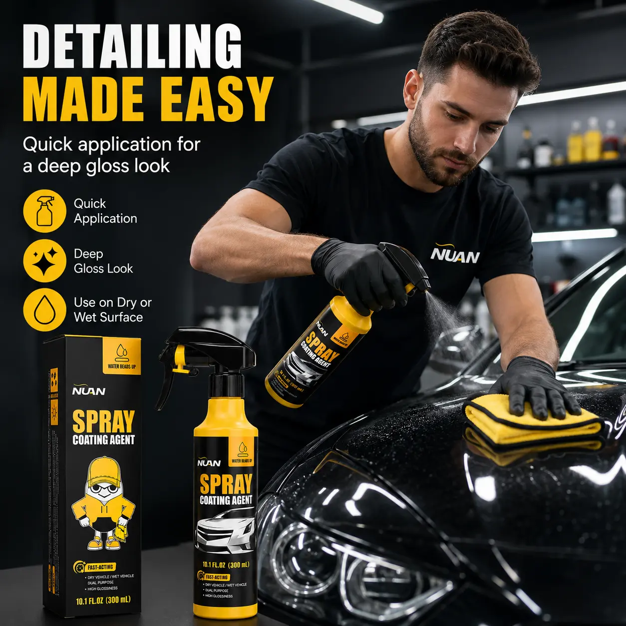 NUAN nano car coating spray-Professional spray coating with superior water beading & UV defense.Spray coating agent