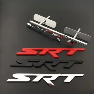 SRT 3D Metal Grille Emblem Badge Nameplate Car Exterior Decoration Front Grille Badge Hood Trunk Fender Sticker Auto Logo Replacement, Suitable for HellCat Charger Challenger Jeep Grand Cherokee Logo red set road nameplate badge automobile ornaments