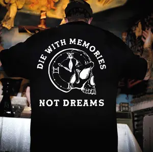 DIE WITH MEMORIES NOT DREAMS Skull Clock Print Men's T-Shirt