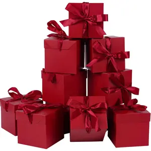 12Pack Red 6Inch  Boxes with Lids, Squared Boxes with Lids  for Christmas, Valentine's Day, Birthday Present Packing, Party Favor,  Year.