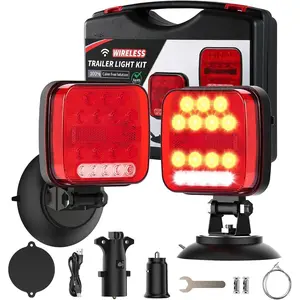 Wireless Trailer Lights Magnetic, Portable Rechargeable LED Towing Light Kit with 180 °   Adjustable Angle, IP67 Waterproof |   Brake, Tail, Turn Signal, Reverse & Strobe Lights for Truck, RV, Camper, Boat