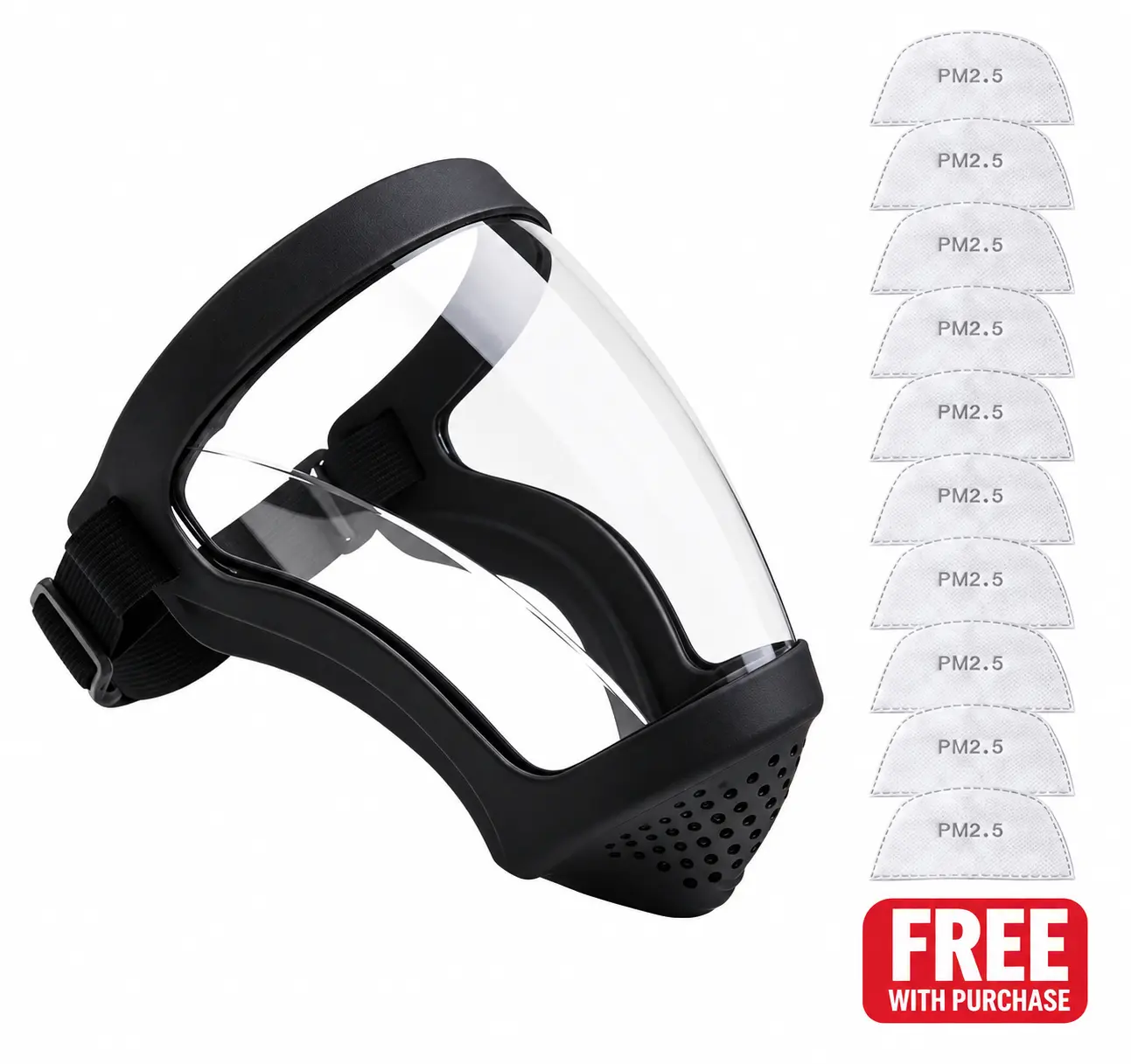 Upgraded Thick Full Face Protective Mask, Comes with 10 PM2.5 Filters, Clear Safety Face Shield, Dustproof Mask for Grinding, Cutting, Kitchen, Weeding & Woodworking DIY Projects, Protective Gear Gift
