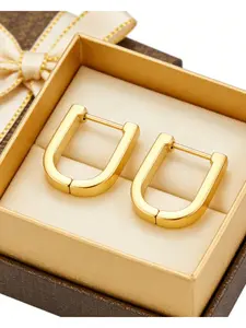 European and American fashion style ear cuffs for women, featuring light luxury hand-polished 18K gold, U-shaped symbol, and gift box packaging. They are worth owning, versatile and suitable for daily wear, parties, and casual occasions.