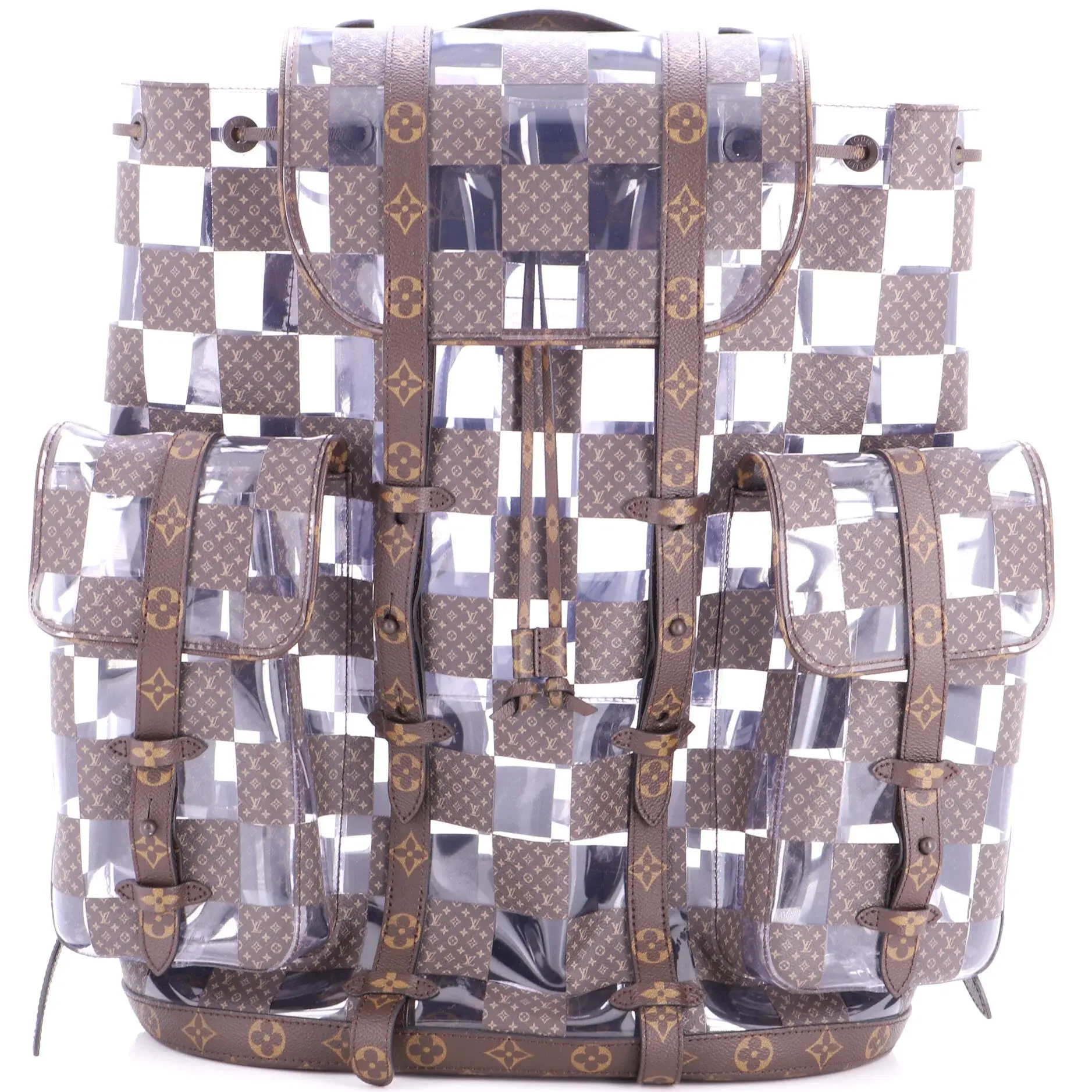 Pre-owned Louis Vuitton Canvas Coated, Pvc Backpacks Christopher Backpack Limited Edition Monogram Chess Canvas and PVC GM by Rebag