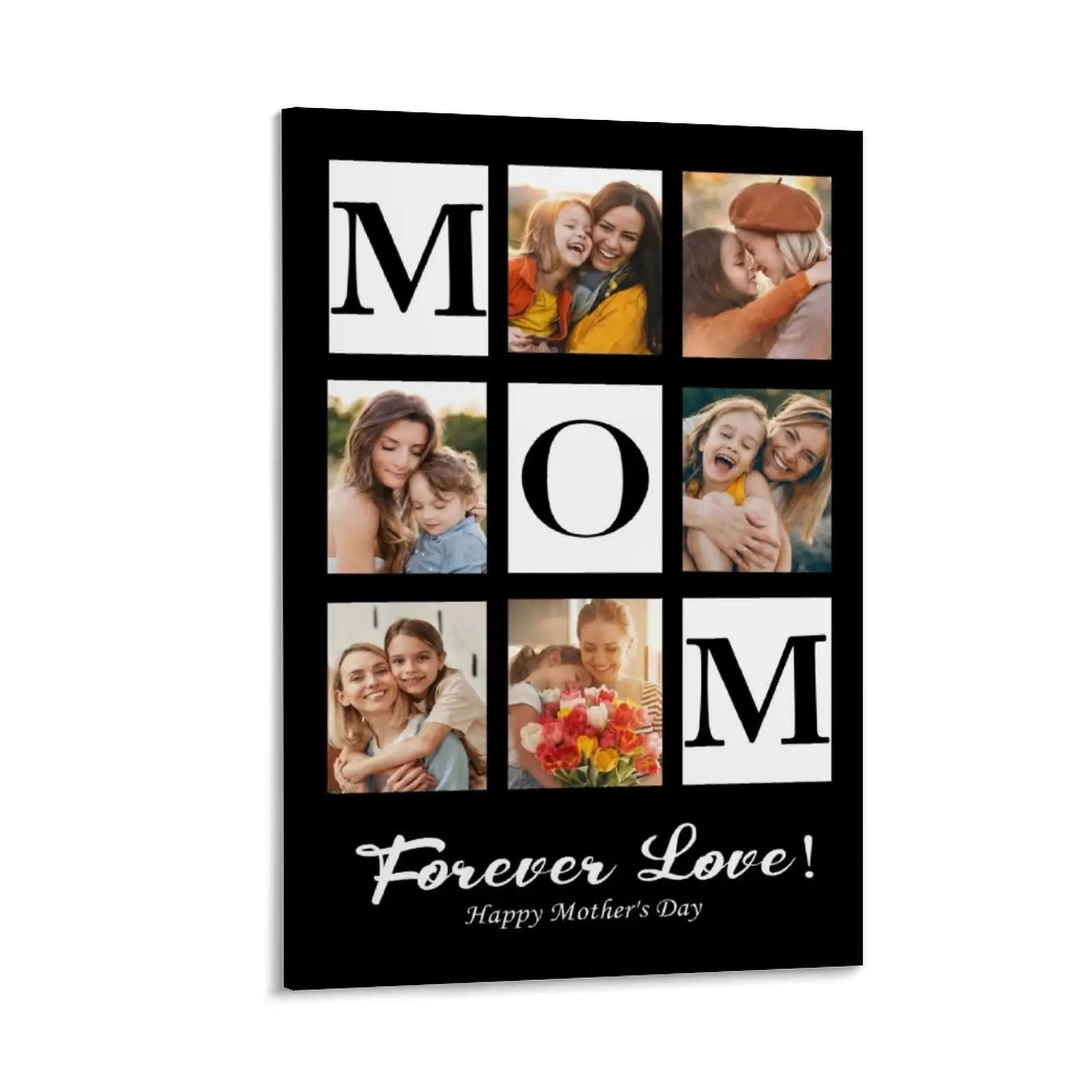 BARLEY ONE Click “Shop Chat”, Send Photo Personalized Mother’s Day Canvas Prints (3:4) Custom MOM Family Photo Collage with Names, Quotes & Pictures Wall Art Gift for Mom Grandma Wife Home Decor.