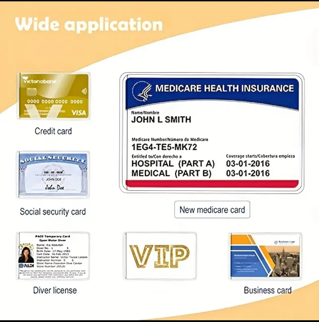 New Medicare Card Protector, 5 Pack Plastic Card Holder for Wallet Single 12 Mil Business Card Sleeve Waterproof Cards Plastic Protector for Credit Card