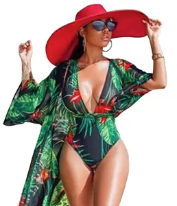 Women Sexy Three Pieces Tops Bottoms and Floral Cover-ups Or Two Pieces Hater Neck Summer Beach Swimsuits