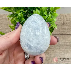 Blue Calcite Carved Egg – Calming Energy for Healing and Balance