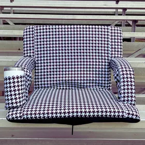 Black and White Houndstooth 23" Stadium Seat with Armrests