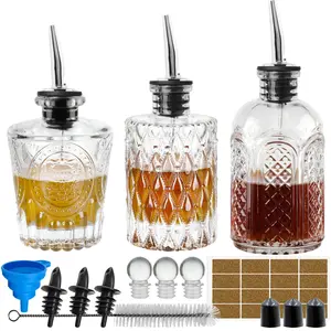 Syrup Bottle Set of 3 - Syrup Dispenser with Leak-Proof Lids Pour Spout Ideal for Coffee Syrups,Honey,Condiments,Olive Oil
