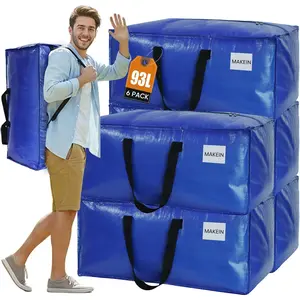 6-Pack Moving Bags Duty Large with Reinforced Handle, Backpack Straps and Sturdy Zippers – Saving Reusable Bags Alternative to Boxes for College Dorm Moving