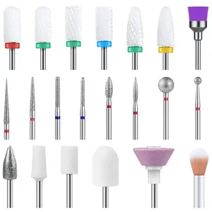21 count  Drill Bit Set, Professional 3/32'' Ceramic  Carbide  Gel  Art Tool Kit, Cuticle Remover Bit for  Gel Dip ,  Manicure Pedicure, Salon Home