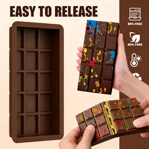 1.2 Inch Deep Chocolate Bar Mold – Large Silicone Mold for Dubai-Style Chocolate Bar with Pistachio, Knafeh & Cream Filling