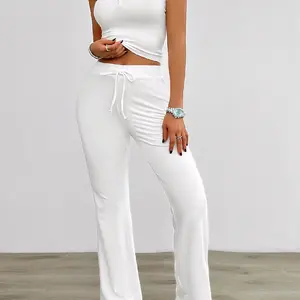 Spring and Summer Leisure Solid Color Slim Vest and Bottom for Women - Clothing, Top Comfort white fox