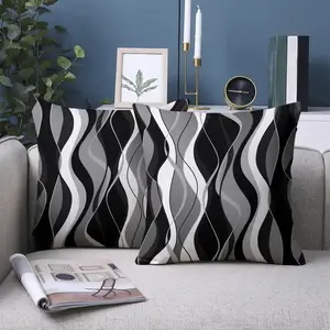 Abstract Wave Pattern Cushion Cover, 2pcs Modern Soft Comfortable Pillow Cover without Filler, Cushion Protector for Home Living Room Bedroom