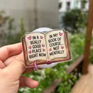 Funny Book Lover Quote MagSafe Phone Grip – “In a Really Good Place” Reading Humor Magnetic Pop Socket & Kickstand – Kindle Reader Gift