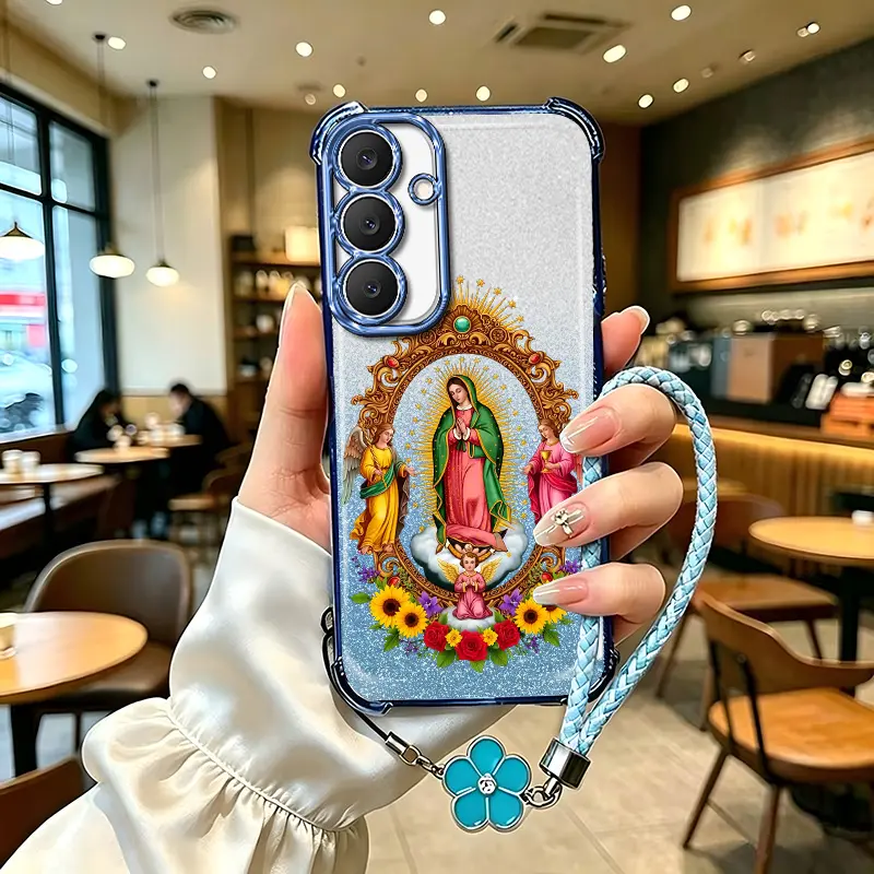 Suitable for [Galaxy S25 Fe] high-end  phone case，Free lanyard included，Virgende Guadalupe Phone Case, Four-corner airbag drop protection,Protective Silicone Cover, Protection Durabl。YM99