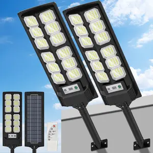 2PC Ultra-Bright Solar Street Light, 240 LED Solar Lights - IP65, Wide Angle Motion Sensor, Remote Control, Dusk to Dawn And - Perfect for Commercial Area, Parking Lot, Yard Lighting, Outdoor Solar Lights, Outdoor LED Safety