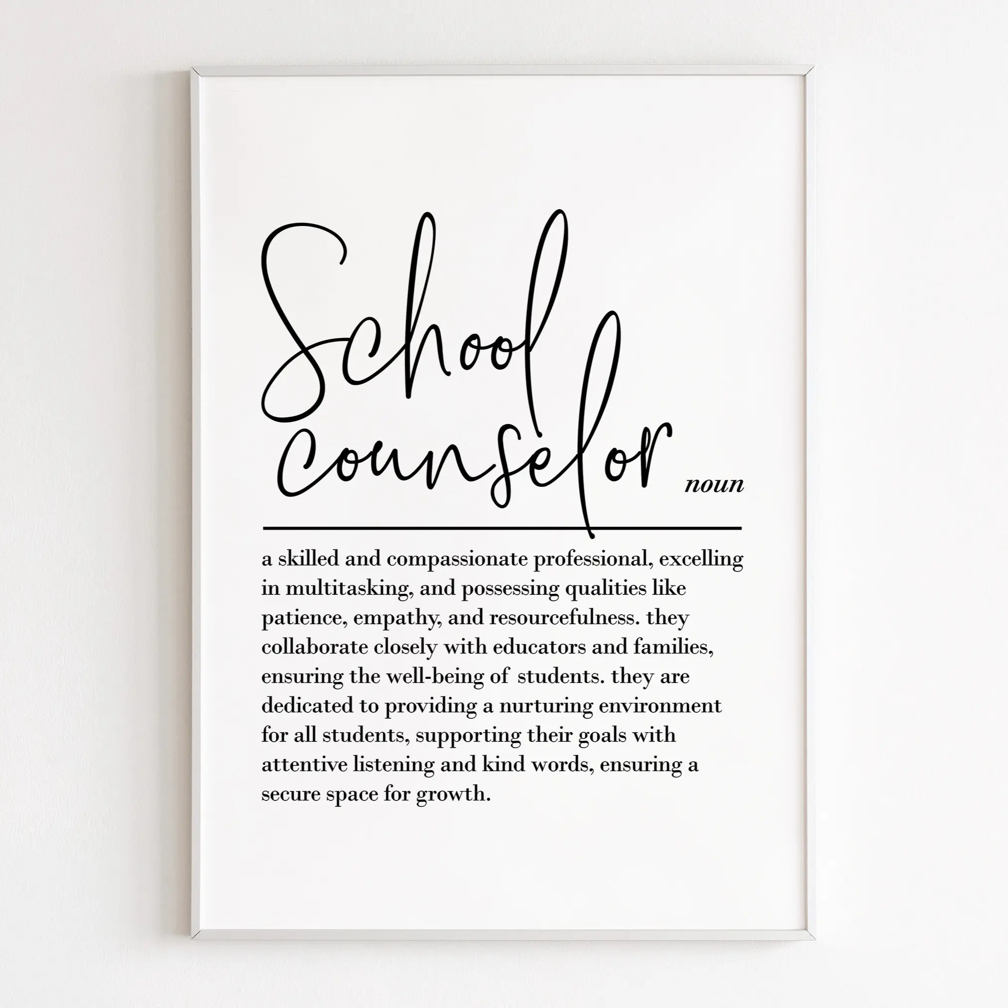 School Counselor Definition, Print Wall Art, Poster No Frame, School Counselor Gift, Thank You Gift, Birthday Gift For Her