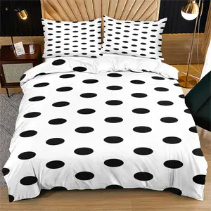 Black and white grey polka dot design Decorative duvet cover set,suitable for decorating bedroom bedding for teenagers and adults, a gift for family or friends,including 1 bedspread and 1 or 2 pillowcases (excluding quilt and pillow inserts)
