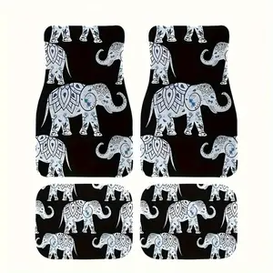 4pcs Universal Car Floor Mats, Elephant Print Thick Design, Fun Decor for Tesla Mdy, Small Cars, Suvs, Halloween, Christmas Gifts