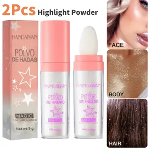 2Pcs High gloss patting powder, Brightening skin tone contouring, Pearl like contouring, Portable makeup repair, The first choice for novice makeup, Quick makeup repair for daily and party occasions