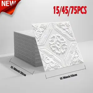 15/45/75 Sheets 3mm Thick Soft Xpe Foam Wall Paper with Adhesive Backing, Easy Peel and Stick Installation, Background Renovation Stickers