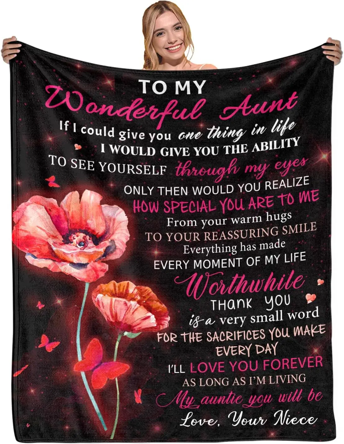 Christmas Aunt Gift Ideas - Best Aunt Ever Gifts, Aunt Gifts from Niece, Birthday Gifts for Auntie, Soft Comfortable Warm Flannel Throw Blankets