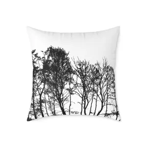 Dead Calm Treeline Silhouette Pillow – Stark Nature Accent for Lovers of the Bare & Bold - Canvas Throw Pillow