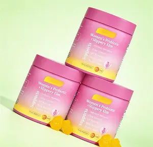 Her Juicy Feminine Dual Support Probiotic Gummies Complete Formula Slippery Elm + Prebiotics + Lactobacillus Complex for Intimate pH Balance, Dryness Relief & Daily Digestive Comfort, Tropical Pineapple 60 Chews