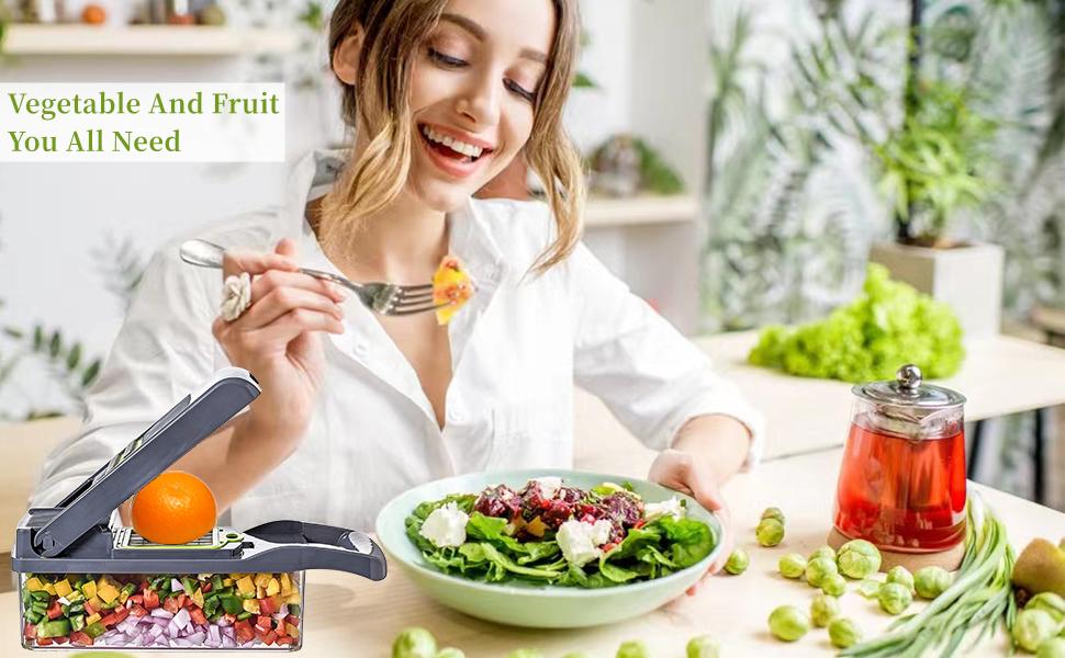 [15 In 1 Multifunctional Chopper] 15 In 1 Multifunctional Vegetable Chopper - Pro Onion Chopper, Food Slicer Dicer Cutter, Kitchen Essential Gadget With 7 Blades - For Effortless Potato, Tomato, Cucumber & Carrot Preparation