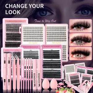 Mixed Length Individual False Eyelashes Kit, DIY Eyelash Extensions, Natural-Looking Eyelash Extensions with Accessories, Self-Grafting Curling Lashes for Women, Makeup Products