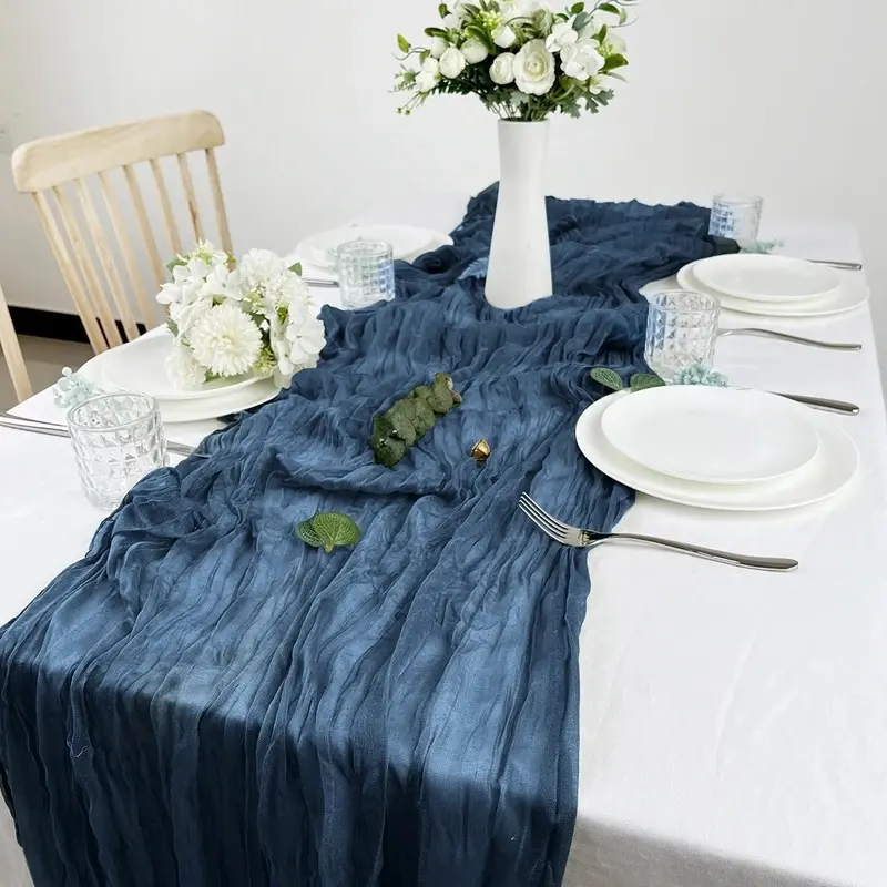 Sage Polyester Semi-Sheer Gauze Cheesecloth Table Runner, Vintage Table Setting Decor for Wedding Party Christmas Banquet Arch Drape & Cake Table Decoration