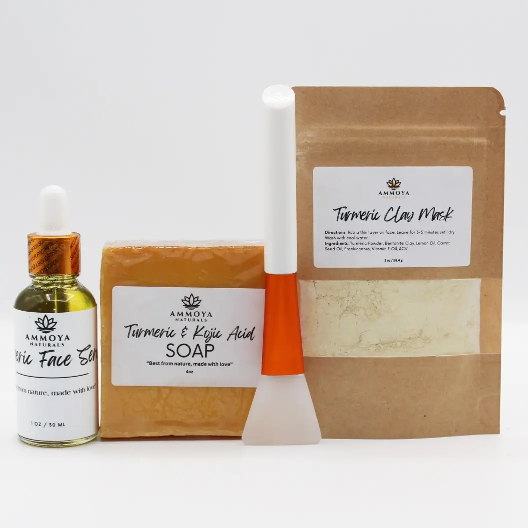 Turmeric Kaolin and Bentonite Clay Mask Brightening Hydrating Smooth Clay Kojic Acid Serum Gentle Skincare Kojic
