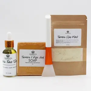 Turmeric Kaolin and Bentonite Clay Mask Brightening Hydrating Smooth Clay Kojic Acid Serum Gentle Skincare Kojic