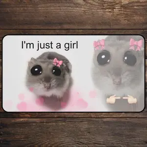 Hamster TCG Playmat for MTG Fans I'm Just a Girl Anime Desk Mat Magic Card Games Custom Playmat Meme Mousepad, DnD mtg Accessories Playmats