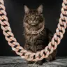 BenOphis Elegant Metal Rhinestone Pet Collar - Rose Gold Cuban-Style Reversible Chain with Diamond Detail, 2 Sizes All-Seasons Bowtie Pet Jewelry for Medium-Large Dogs, 10 in Animal Accessory Outfits