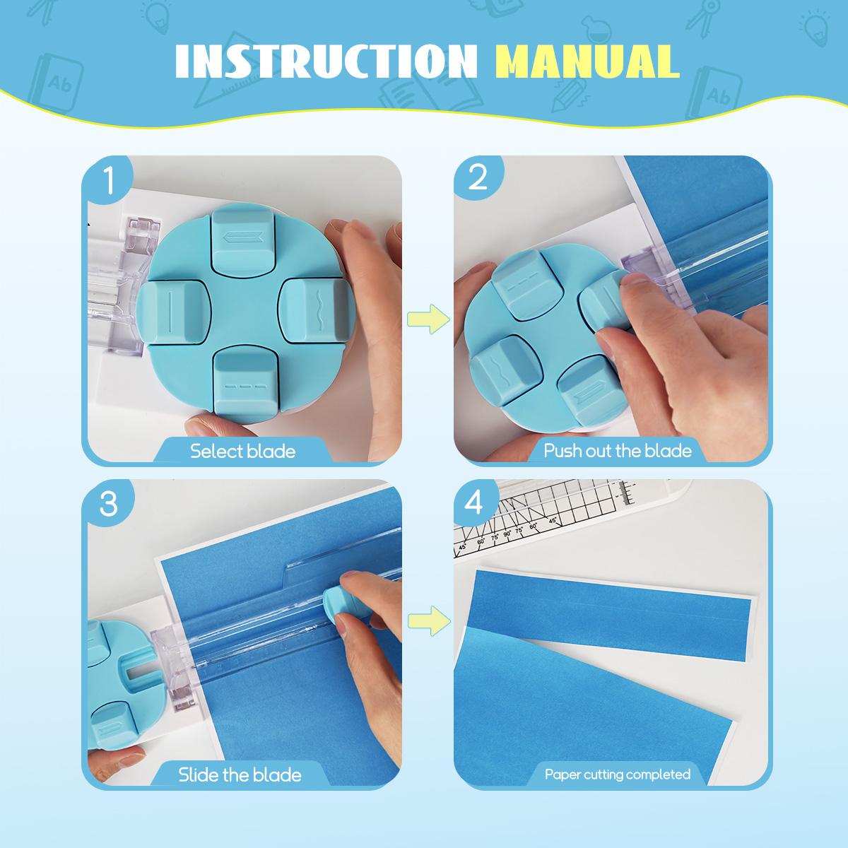 【Paper Trimmer】Craft Paper Cutter: 4 Style Multi- Function Scrapbooking Tool with Dial Blades of Straight,Wave, Dotted, Perforated ,Creasingfor Cutting Paper, Coupons,Photos,Postcards,Scrapbook,Card