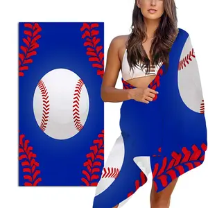 1PC Summer Polyester Beach Towel, with Baseball Sport Pattern, Super Absorbent, Quick-Dry, Soft Beach Towel, Perfect for Gym, Outdoor Activities, Travel