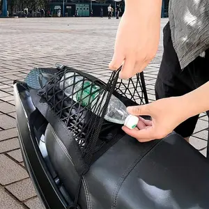 Upgrade Cargo Net For Motorcycle Helmet Storage, High-Elastic Double Layer Bungee Net With 4 Strong Hooks, Car Strap Rack Expansion Organizer Net, Durable Tie Downs