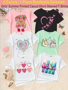 Randomly send 1pc from 6 Colors, 【Summer T-shirts-Daily and Festive Party Knitted Tops-Comfortable Round Neck T-shirts-Birthday or School Uniforms-Professional Shirts, Fun Pattern T-shirts, Outdoor Styles】