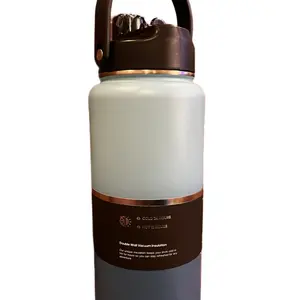 Vacuum Insulated Stainless Steel Water Jug, 64oz Stainless Steel Water Bottle with 2-in-1 Leak Proof Lids (Chug Lid and Straw Lid) Wide Mouth Water Bottle with Straw for Sports and Travels
