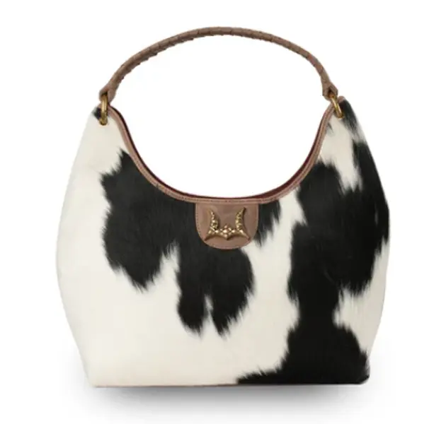 LW Medium Purse - Black & White Cowhide