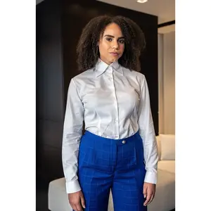 Enya White Tall Double Button Peak Collar Shirt