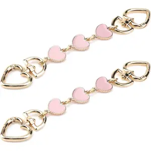 2PCS Heart Shape Extended Bag Strap Shoulder Bag Extension Chain Bag Strap Extender Replacement for Handbag Bag Basket Luggage (Pink)