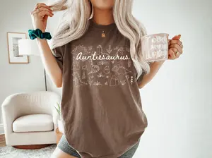 Auntiesaurus Dinosaur Shirt Funny Aunt Gift Comfort Colors Tee Cute Dino Lover T Shirt Birthday Gift for Aunt